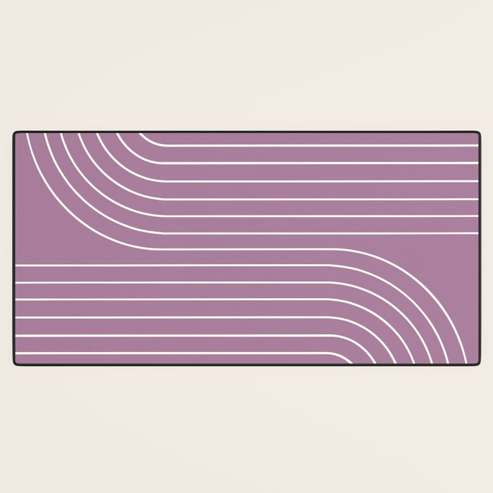 Minimal Line Curvature XXIV Lilac Purple Mid Century Modern Arch Abstract Desk Mat Gallery Image 3