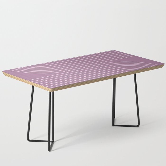 Minimal Line Curvature XXIV Lilac Purple Mid Century Modern Arch Abstract Coffee Table Gallery Image 1