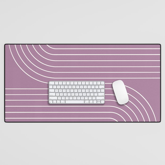 Minimal Line Curvature XXIV Lilac Purple Mid Century Modern Arch Abstract Desk Mat Gallery Image 1