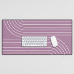 Minimal Line Curvature XXIV Lilac Purple Mid Century Modern Arch Abstract Desk Mat Gallery Image 1