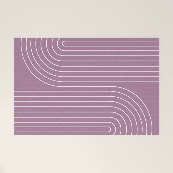 Minimal Line Curvature XXIV Lilac Purple Mid Century Modern Arch Abstract Welcome Mat Gallery Image 1
