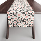 Poppy Dot - Retro Floral Black Pink Table Runner Gallery Image 1