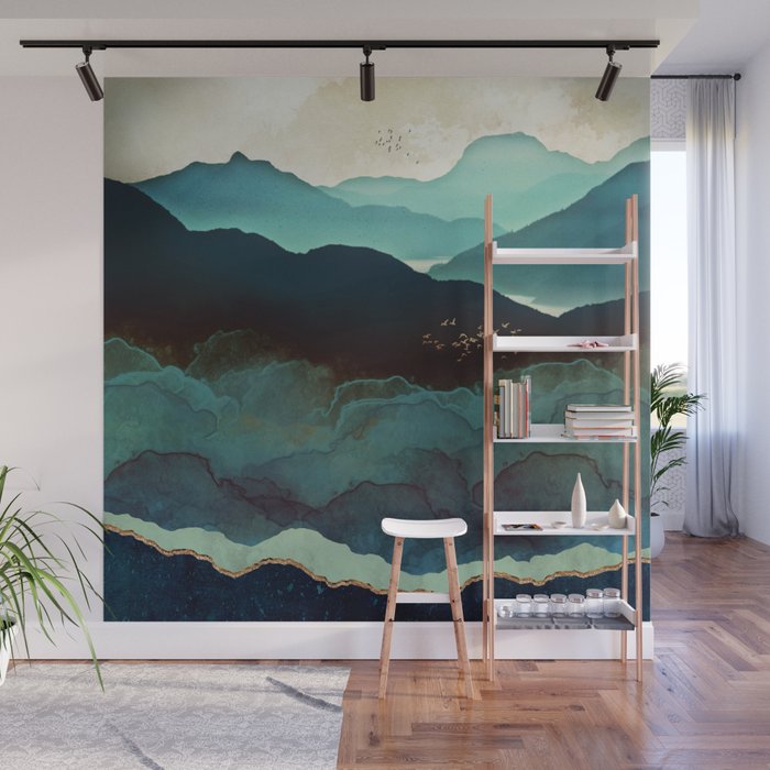 Indigo Mountains Wall Mural Gallery Image 1