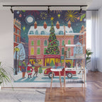 City with fireworks Wall Mural Gallery Image 1