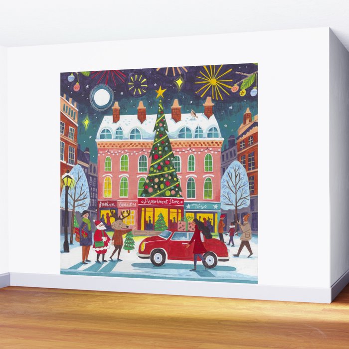 City with fireworks Wall Mural Gallery Image 2