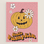 Hello Pumpkin Retro Pink Floral Print Jigsaw Puzzle Gallery Image 1