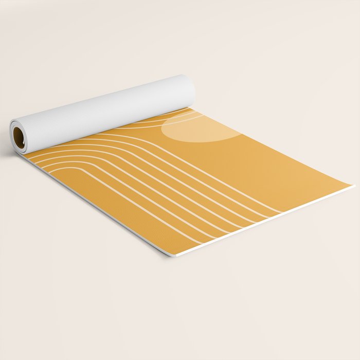 Mid Century Modern Geometric 118 in Yellow Gold Shades (Rainbow and Sun Abstraction) Yoga Mat Gallery Image 2