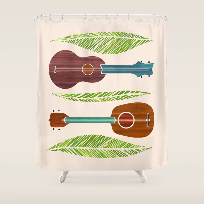 Island Life Ukuleles and Palms Shower Curtain Gallery Image 1