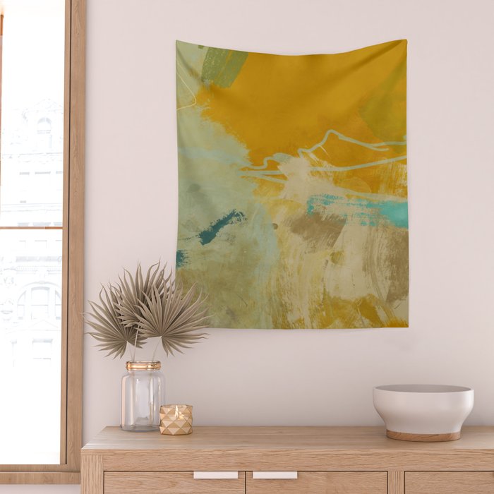 summer green abstract art 2 Wall Tapestry Gallery Image 2