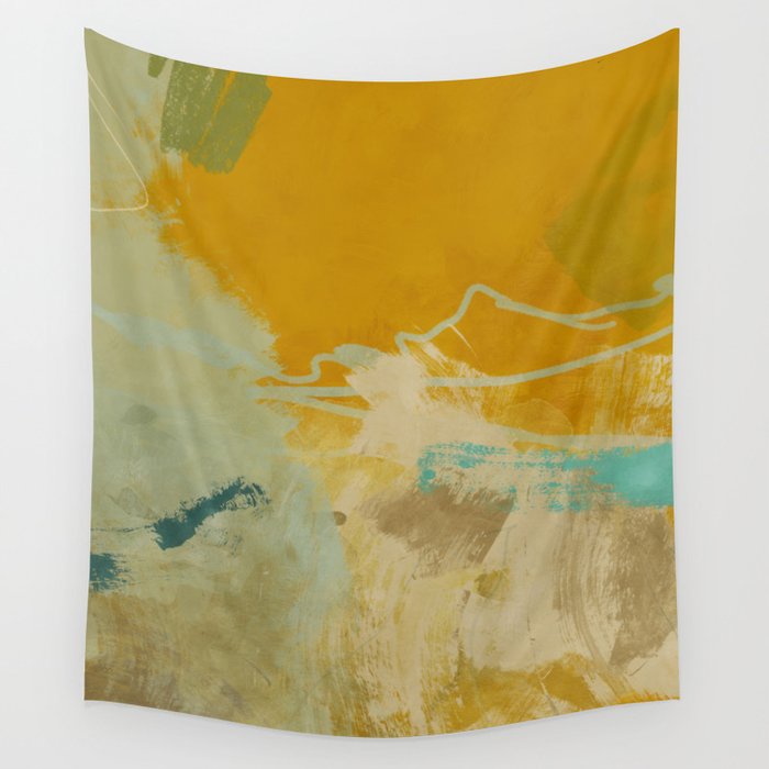 summer green abstract art 2 Wall Tapestry Gallery Image 1