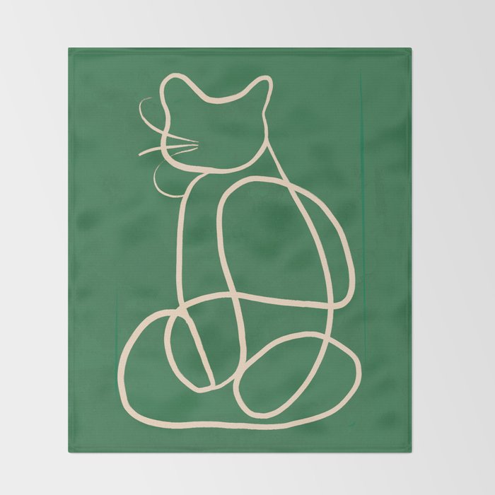 Abstract Line Art Cat 9 Throw Blanket Gallery Image 2