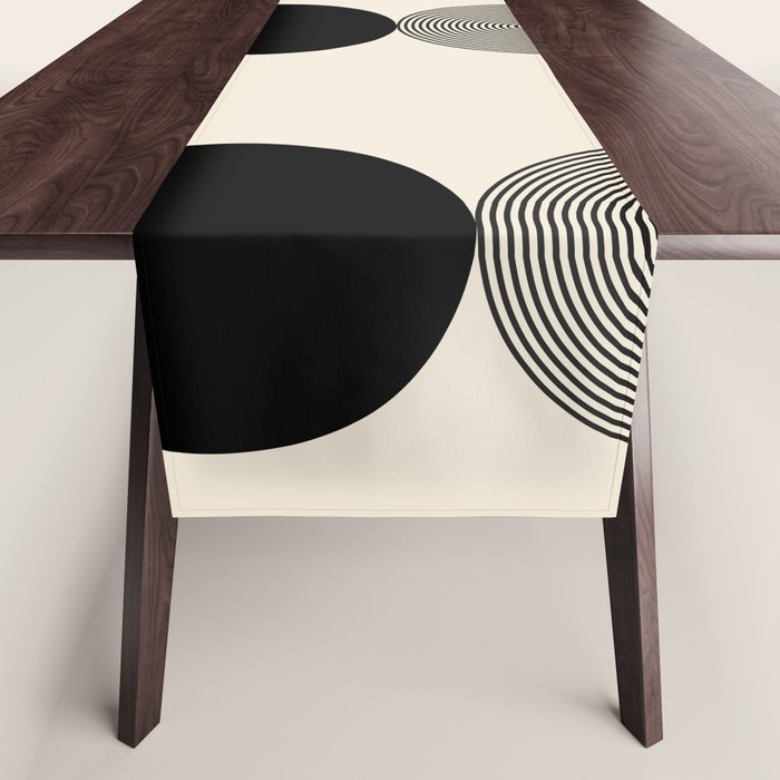 Abstraction_BLACK_DOT_LINE_ART_Minimalism_003C Table Runner Gallery Image 1