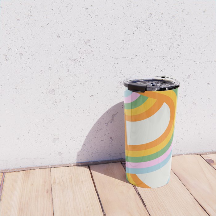 Retro rainbow stripe art print Travel Mug Gallery Image 4