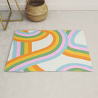 Retro rainbow stripe art print Rug Gallery Image 1
