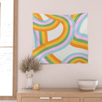 Retro rainbow stripe art print Wall Tapestry Gallery Image 2