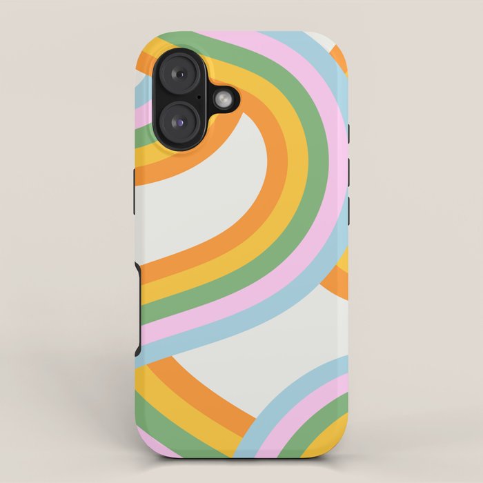 Retro rainbow stripe art print iPhone Case Gallery Image 1