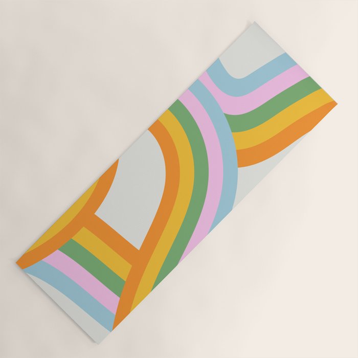 Retro rainbow stripe art print Yoga Mat Gallery Image 1