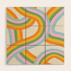 Retro rainbow stripe art print Wood Wall Art Gallery Image 1