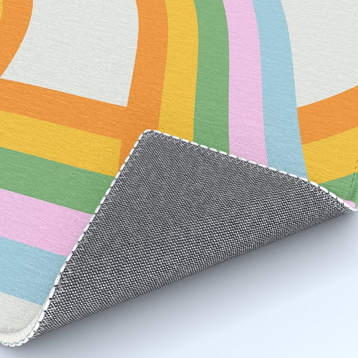 Retro rainbow stripe art print Rug Gallery Image 4