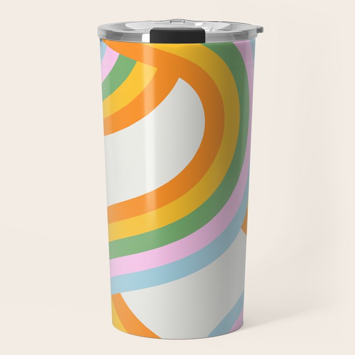 Retro rainbow stripe art print Travel Mug Gallery Image 1