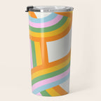 Retro rainbow stripe art print Travel Mug Gallery Image 3