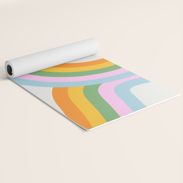 Retro rainbow stripe art print Yoga Mat Gallery Image 2