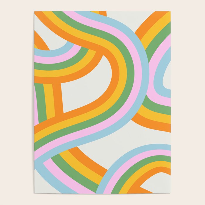 Retro rainbow stripe art print Poster Gallery Image 4