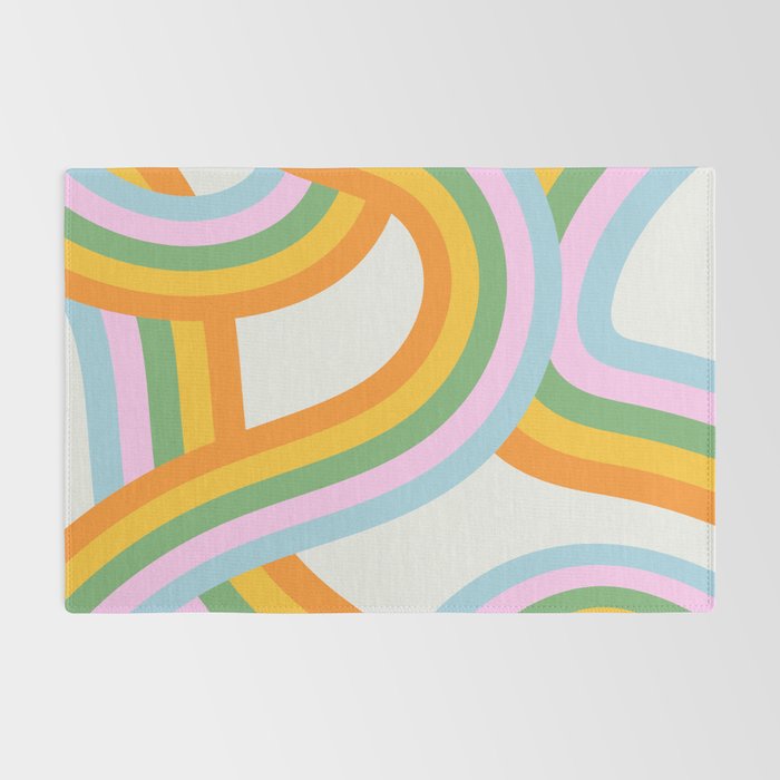 Retro rainbow stripe art print Rug Gallery Image 2