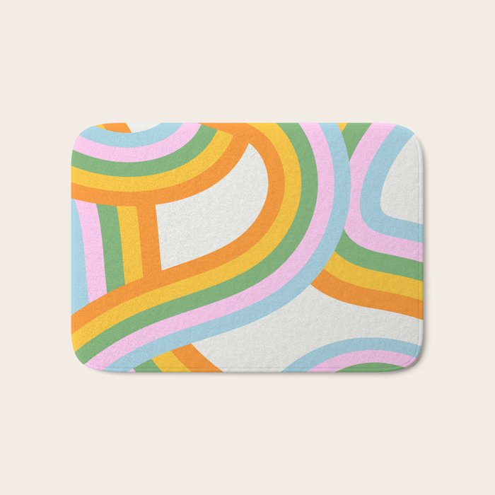 Retro rainbow stripe art print Bath Mat Gallery Image 1