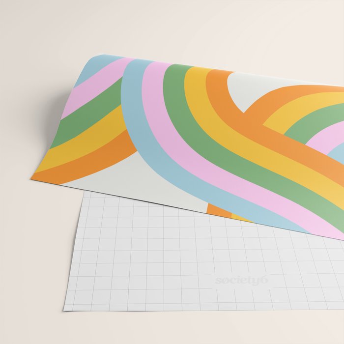 Retro rainbow stripe art print Wrapping Paper Gallery Image 2