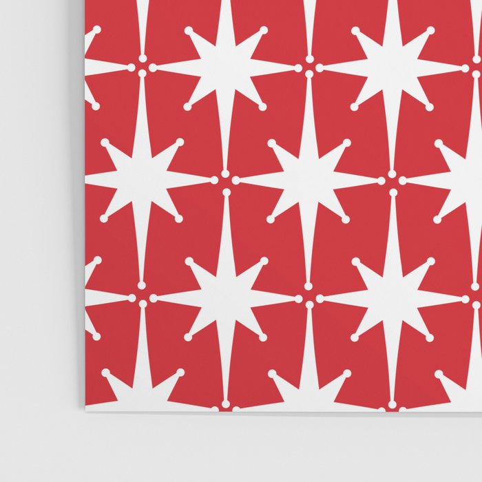 Midcentury Modern Atomic Starburst Pattern in Red and White Poster Gallery Image 3