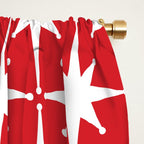 Midcentury Modern Atomic Starburst Pattern in Red and White Window Curtain Gallery Image 2