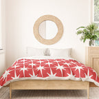 Midcentury Modern Atomic Starburst Pattern in Red and White Duvet Cover Gallery Image 3