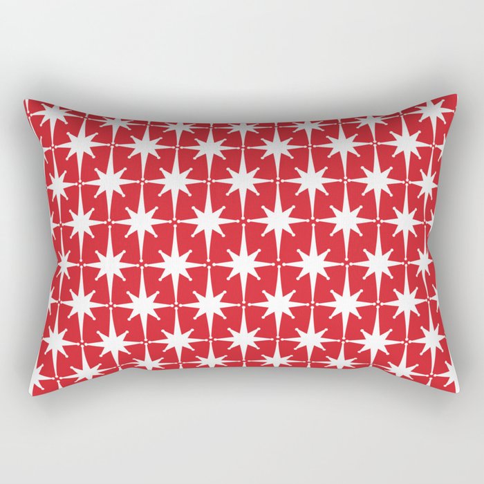 Midcentury Modern Atomic Starburst Pattern in Red and White Rectangular Pillow Gallery Image 1