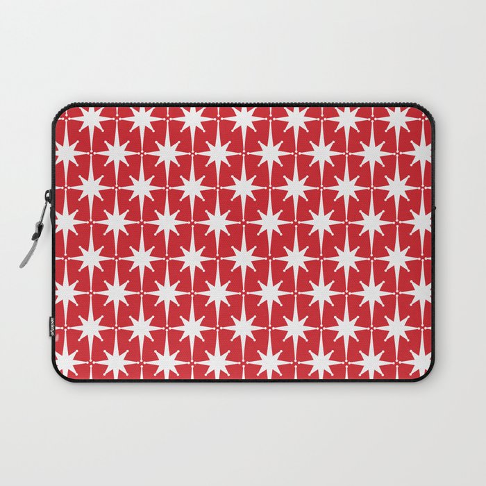 Midcentury Modern Atomic Starburst Pattern in Red and White Laptop Sleeve Gallery Image 1