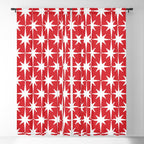 Midcentury Modern Atomic Starburst Pattern in Red and White Window Curtain Gallery Image 5