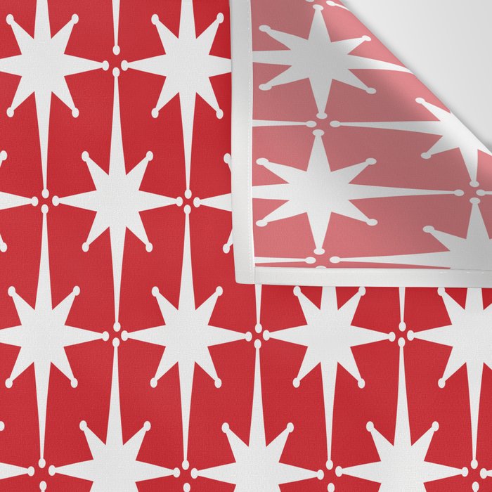 Midcentury Modern Atomic Starburst Pattern in Red and White Wall Tapestry Gallery Image 3
