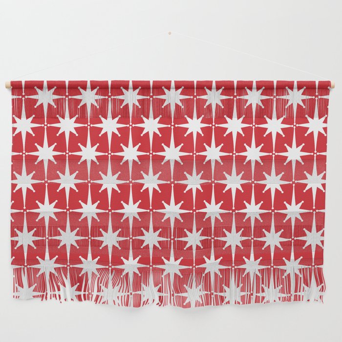 Midcentury Modern Atomic Starburst Pattern in Red and White Wall Hanging Gallery Image 1