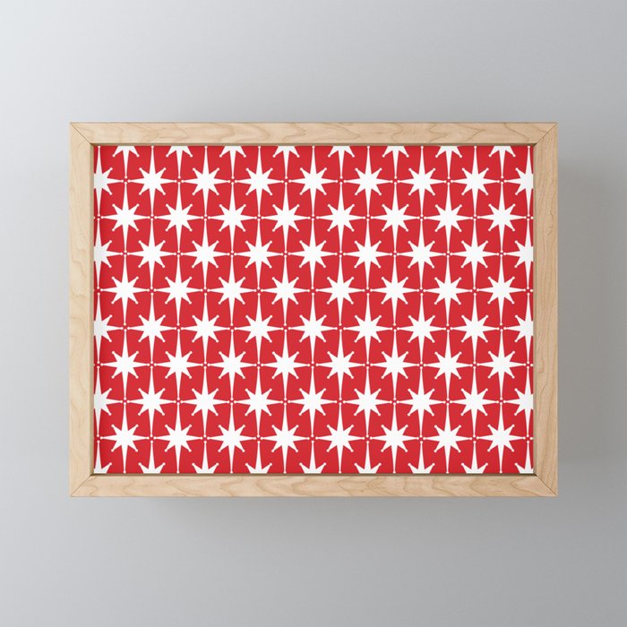 Midcentury Modern Atomic Starburst Pattern in Red and White Mini Art Print Gallery Image 1