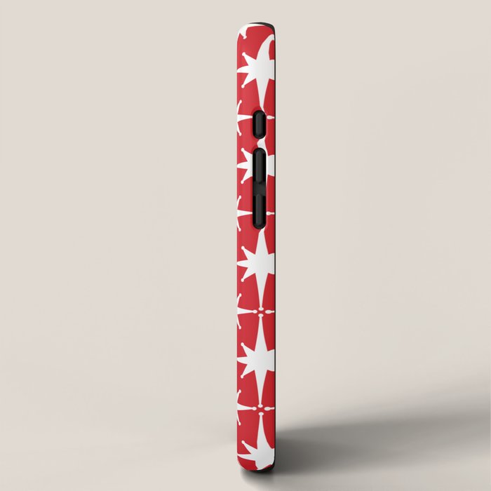 Midcentury Modern Atomic Starburst Pattern in Red and White iPhone Case Gallery Image 2