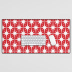 Midcentury Modern Atomic Starburst Pattern in Red and White Desk Mat Gallery Image 1