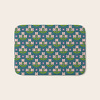 Retro Pink Floral Bunches - Green Pattern Bath Mat Gallery Image 1