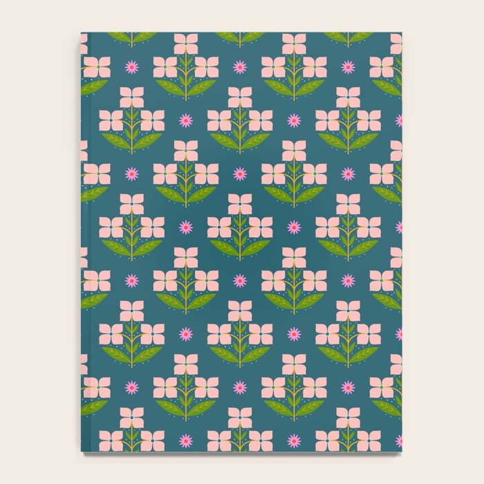 Retro Pink Floral Bunches - Green Pattern Notebook Gallery Image 4