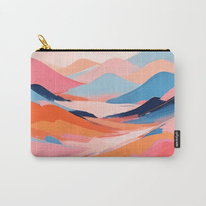 Romance Valley, Pastel Nature Landscape Abstract Painting, Blush Colorful Bright Eclectic, Soft Colors Contemporary Modern Bohemian Carry All Pouch Gallery Image 1