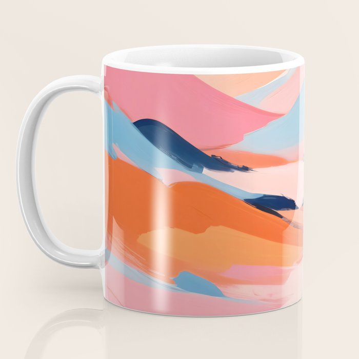 Romance Valley, Pastel Nature Landscape Abstract Painting, Blush Colorful Bright Eclectic, Soft Colors Contemporary Modern Bohemian Coffee Mug Gallery Image 3