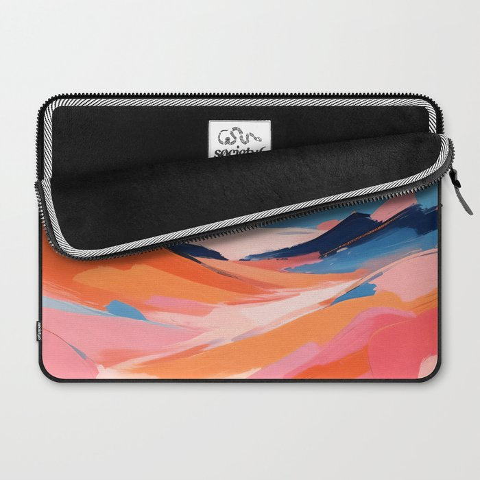 Romance Valley, Pastel Nature Landscape Abstract Painting, Blush Colorful Bright Eclectic, Soft Colors Contemporary Modern Bohemian Laptop Sleeve Gallery Image 2