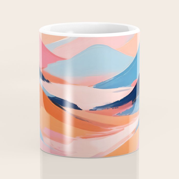 Romance Valley, Pastel Nature Landscape Abstract Painting, Blush Colorful Bright Eclectic, Soft Colors Contemporary Modern Bohemian Coffee Mug Gallery Image 4