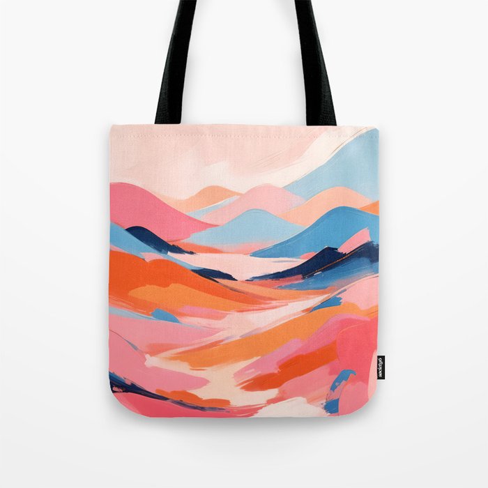 Romance Valley, Pastel Nature Landscape Abstract Painting, Blush Colorful Bright Eclectic, Soft Colors Contemporary Modern Bohemian Tote Bag Gallery Image 1