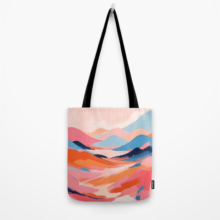 Romance Valley, Pastel Nature Landscape Abstract Painting, Blush Colorful Bright Eclectic, Soft Colors Contemporary Modern Bohemian Tote Bag Gallery Image 2