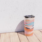 Romance Valley, Pastel Nature Landscape Abstract Painting, Blush Colorful Bright Eclectic, Soft Colors Contemporary Modern Bohemian Travel Mug Gallery Image 4